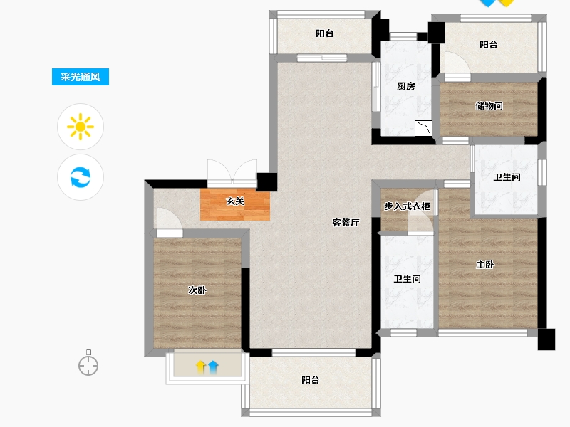 湖南省-衡阳市-恒生玫瑰庄园-91.54-户型库-采光通风