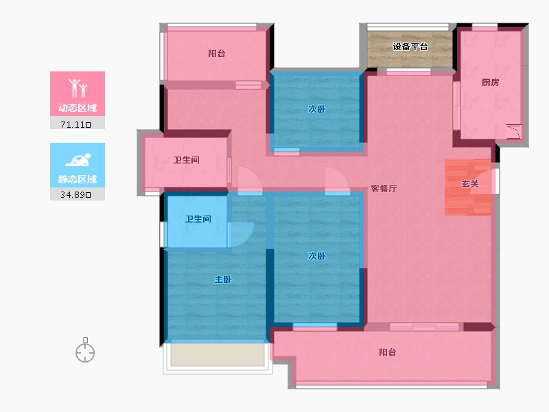 湖南省-衡阳市-恒生玫瑰庄园-95.51-户型库-动静分区