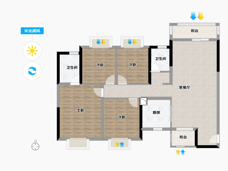 四川省-成都市-华润置地时代之城-114.40-户型库-采光通风