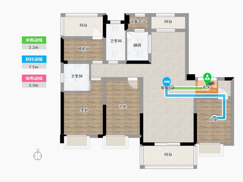 湖南省-衡阳市-恒生玫瑰庄园-104.56-户型库-动静线