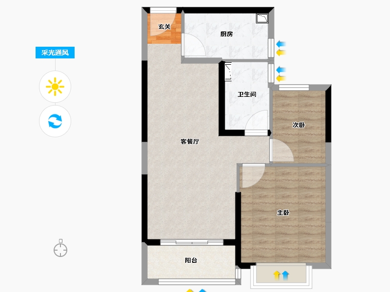 广西壮族自治区-北海市-北海恒大御景半岛三期御景湾-68.80-户型库-采光通风