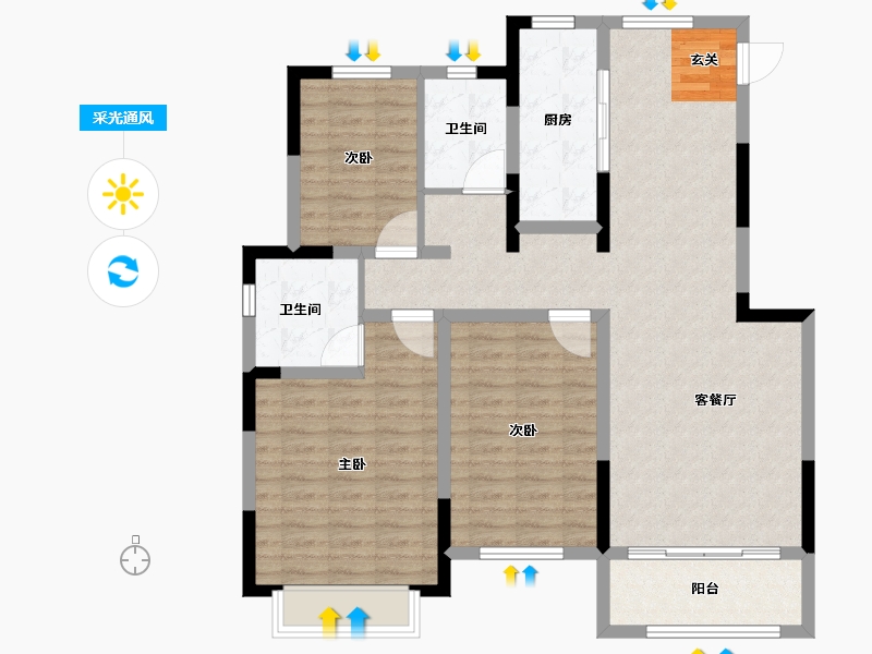 河南省-许昌市-正商金域世家-104.00-户型库-采光通风