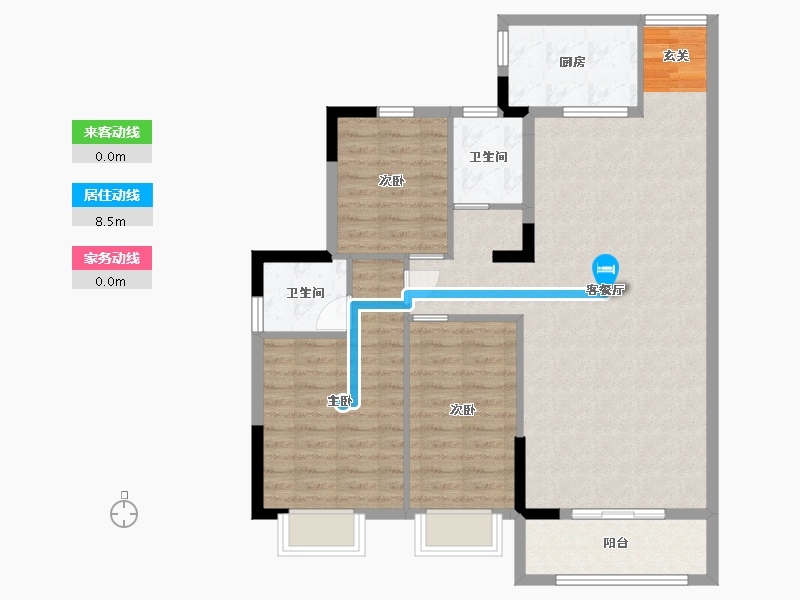 湖北省-宜昌市-长阳坤孟金园-96.95-户型库-动静线