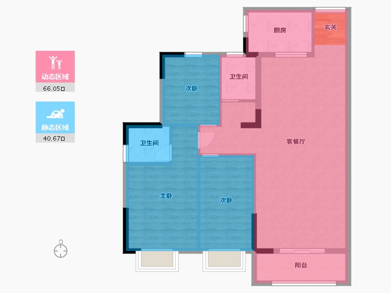 湖北省-宜昌市-长阳坤孟金园-96.95-户型库-动静分区