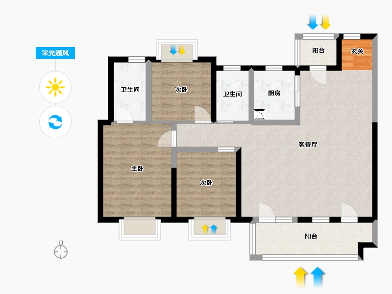 湖北省-宜昌市-长江广场-98.69-户型库-采光通风