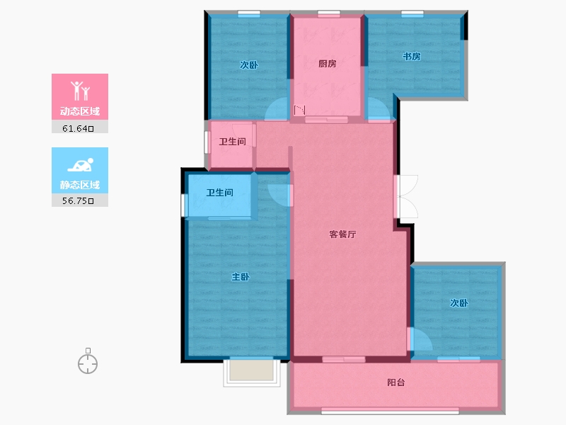 云南省-昆明市-融创恒尊・君庭云邸-105.64-户型库-动静分区