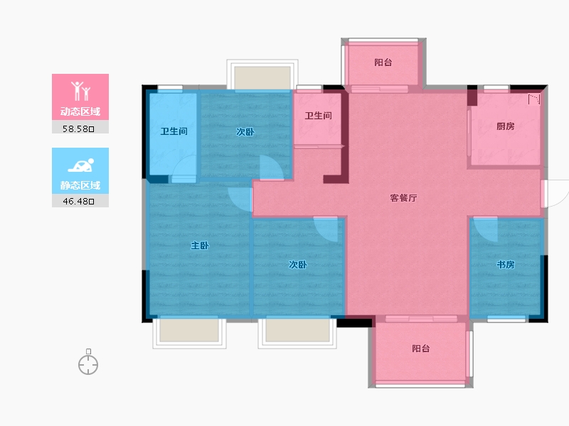 重庆-重庆市-碧桂园·金科·浦辉未来城市-95.21-户型库-动静分区