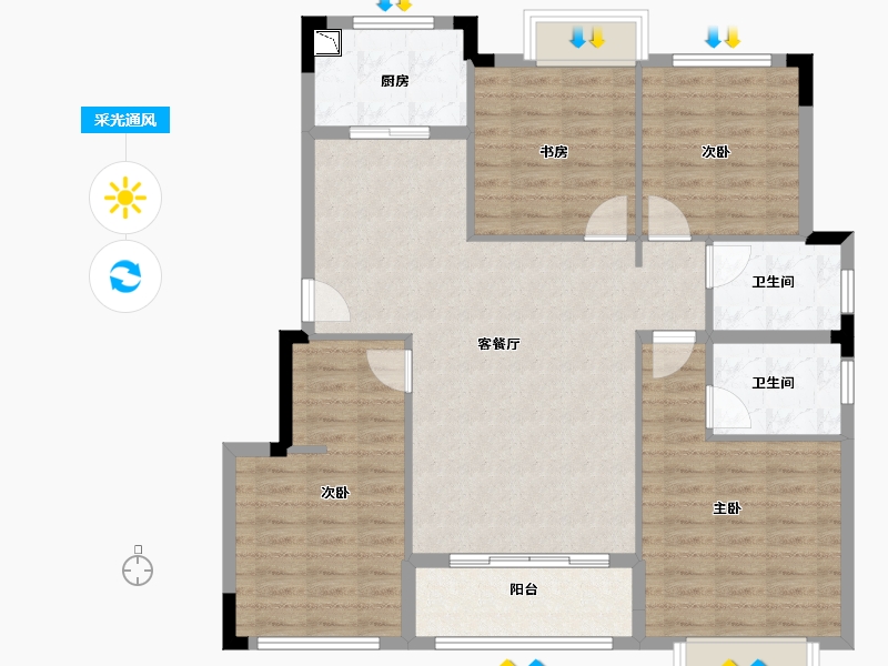 浙江省-台州市-盛世学府-109.00-户型库-采光通风