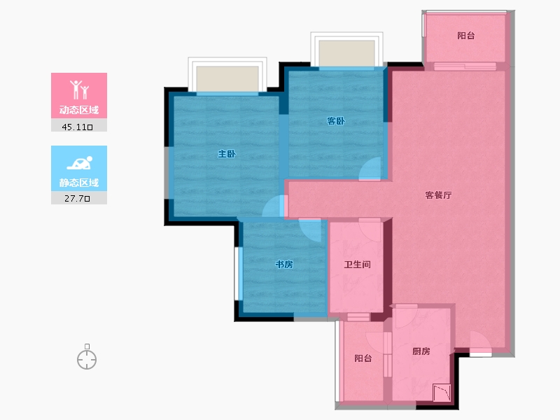 四川省-眉山市-旭辉云樾天境-63.99-户型库-动静分区