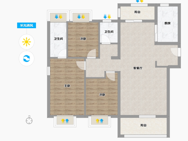 湖北省-武汉市-招商东城华府-97.95-户型库-采光通风