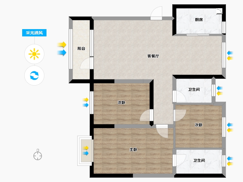 辽宁省-大连市-鑫苑藏龙首府-88.78-户型库-采光通风