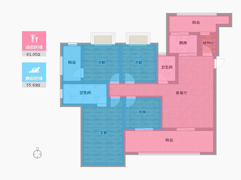 四川省-南充市-昌信万卷山河-101.61-户型库-动静分区