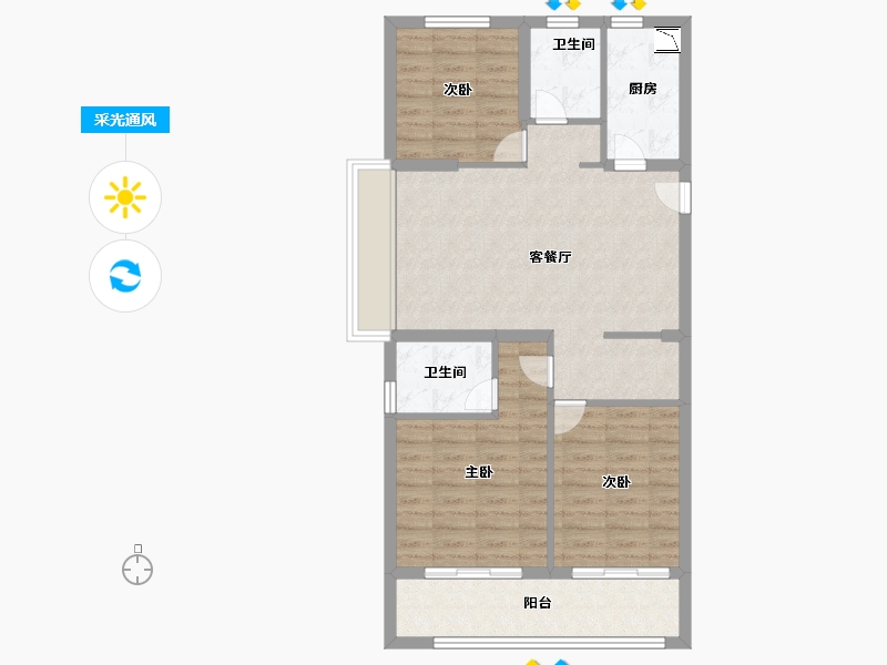 浙江省-温州市-宏地祝成学府壹号-80.80-户型库-采光通风