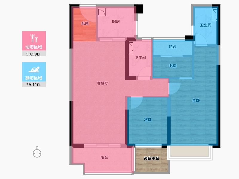 湖南省-常德市-常德碧桂园翘楚棠-82.91-户型库-动静分区