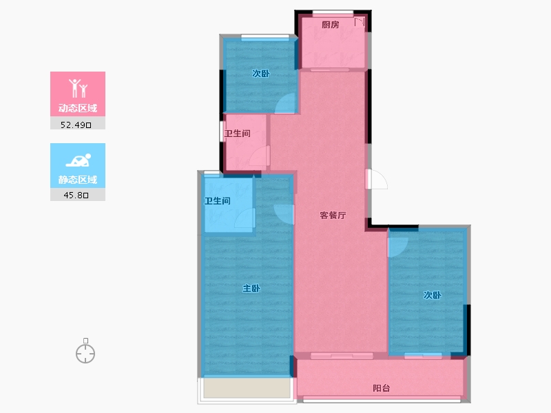 浙江省-温州市-德信大发麓湖湾-88.80-户型库-动静分区