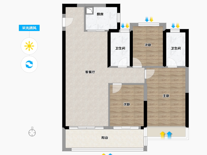 浙江省-温州市-德信大发麓湖湾-87.20-户型库-采光通风