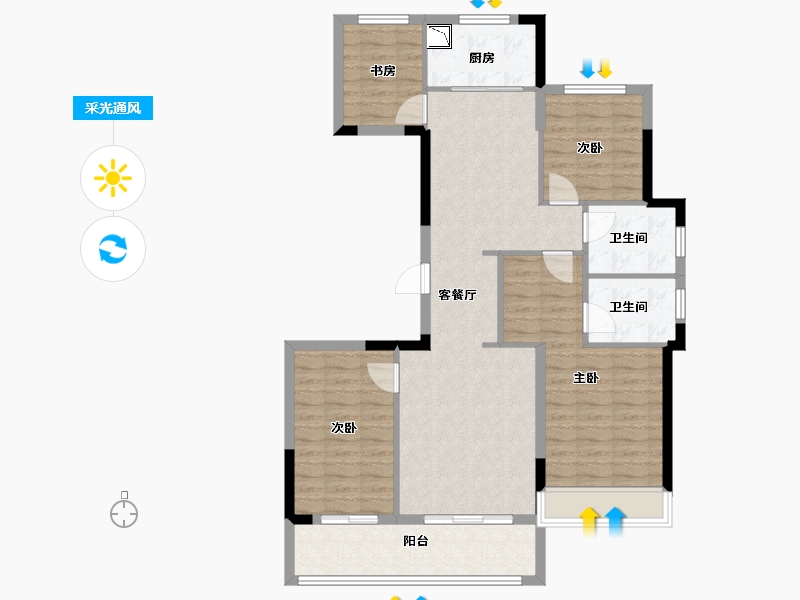 浙江省-温州市-德信大发麓湖湾-103.20-户型库-采光通风