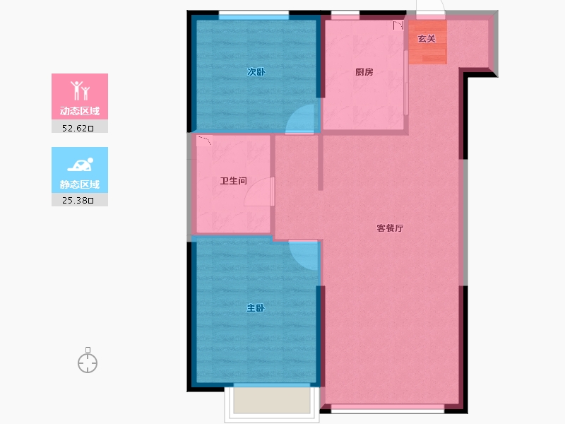 辽宁省-盘锦市-盘锦恒大滨河世家-70.64-户型库-动静分区