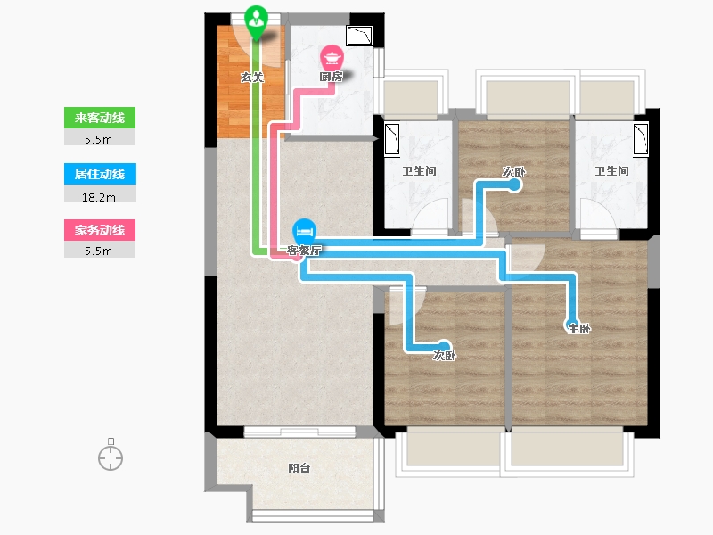 湖南省-常德市-常德碧桂园翘楚棠-69.08-户型库-动静线