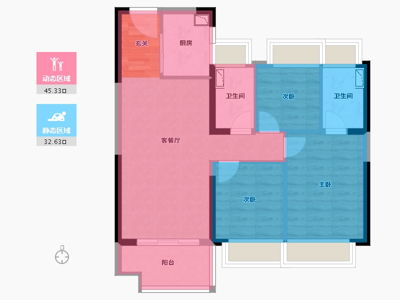 湖南省-常德市-常德碧桂园翘楚棠-69.08-户型库-动静分区