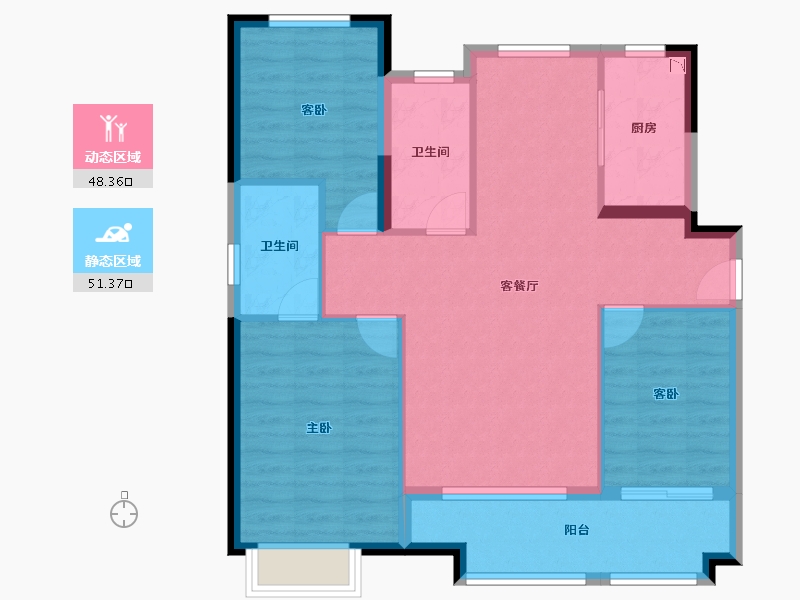 广东省-汕尾市-中骏东维亚时代名都-89.81-户型库-动静分区