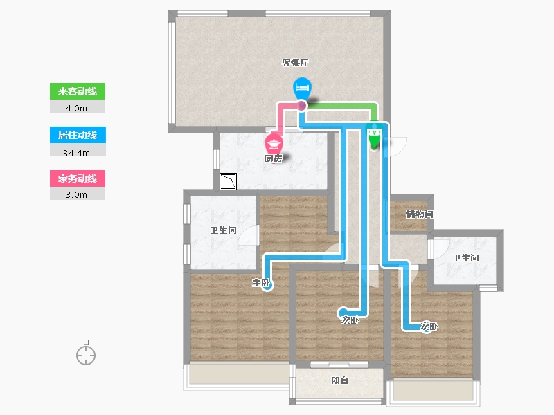 浙江省-温州市-万科翡翠心湖-107.20-户型库-动静线