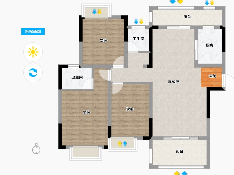 湖北省-随州市-御景天城-96.98-户型库-采光通风