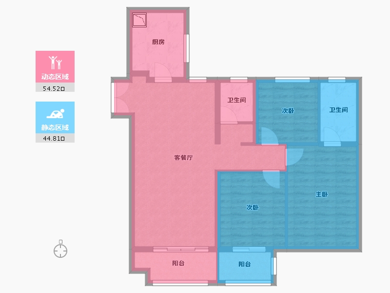 河北省-廊坊市-远洋琨庭-88.70-户型库-动静分区