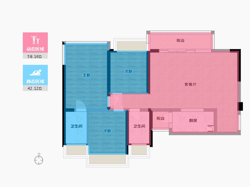 四川省-成都市-融创香璟台-89.01-户型库-动静分区