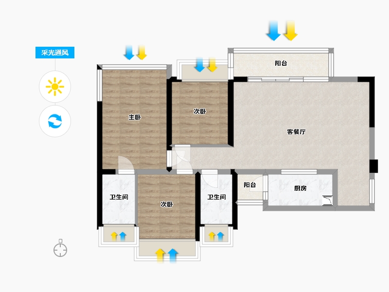 四川省-成都市-融创香璟台-89.01-户型库-采光通风