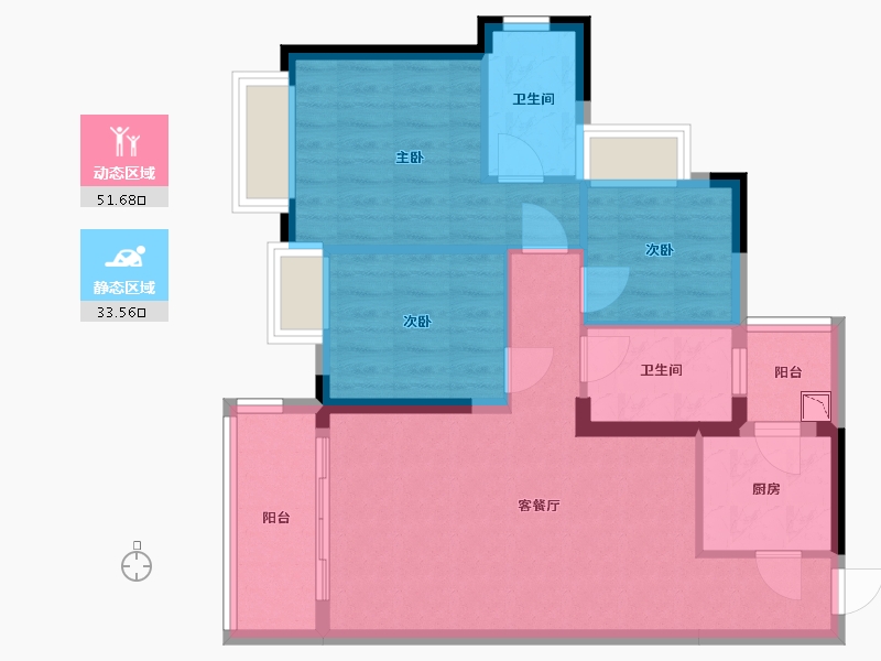 四川省-成都市-嘉裕第六洲-75.77-户型库-动静分区