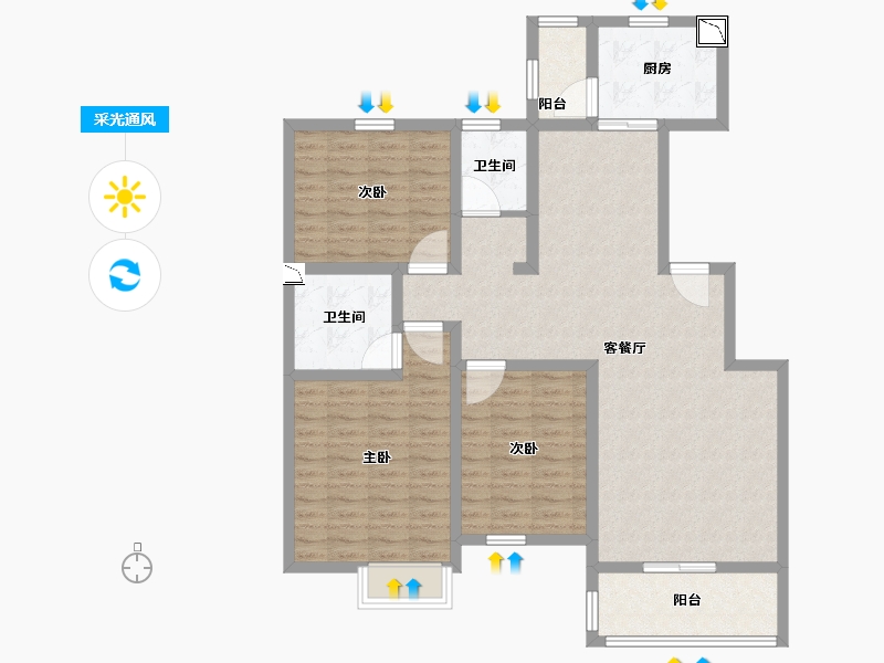 河南省-焦作市-铭源新天地-110.01-户型库-采光通风