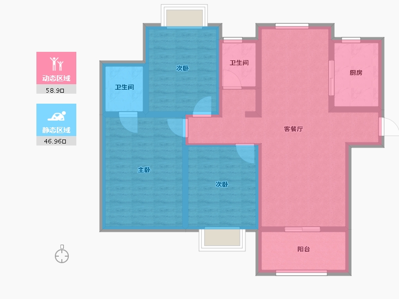 江苏省-南京市-荣盛鹭岛荣府-94.00-户型库-动静分区