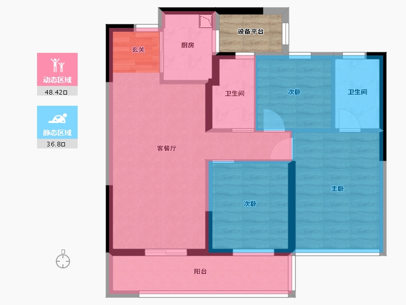 浙江省-杭州市-坤和融创开元望金沙-79.00-户型库-动静分区