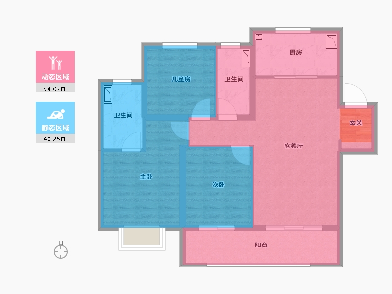 江苏省-徐州市-泽信公馆-84.10-户型库-动静分区