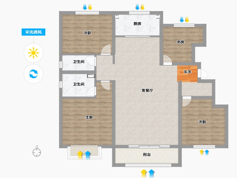 天津-天津市-世纪公馆-110.03-户型库-采光通风