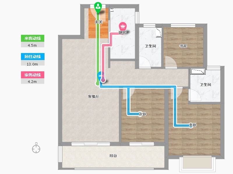 江苏省-徐州市-泽信公馆-84.00-户型库-动静线