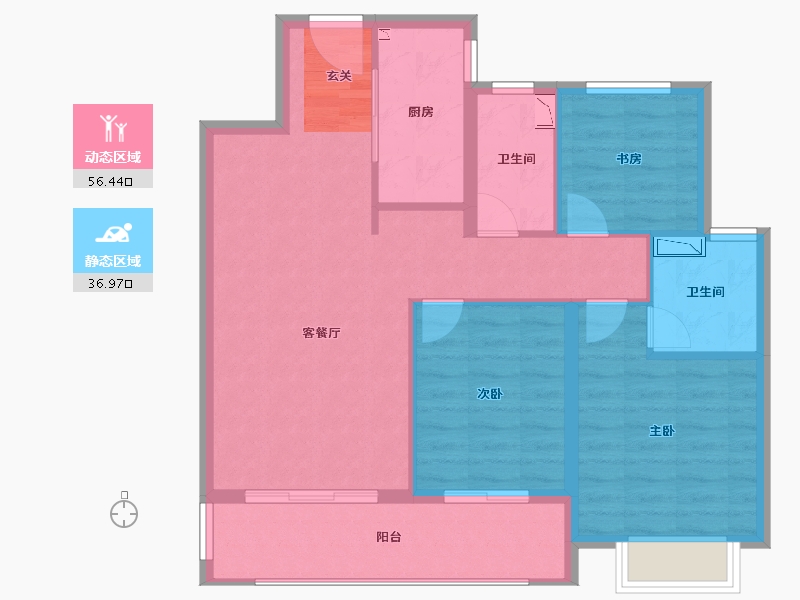 江苏省-徐州市-泽信公馆-84.00-户型库-动静分区