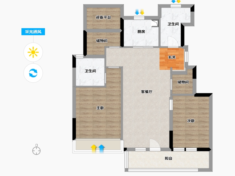 浙江省-杭州市-保利欣品华庭-85.07-户型库-采光通风