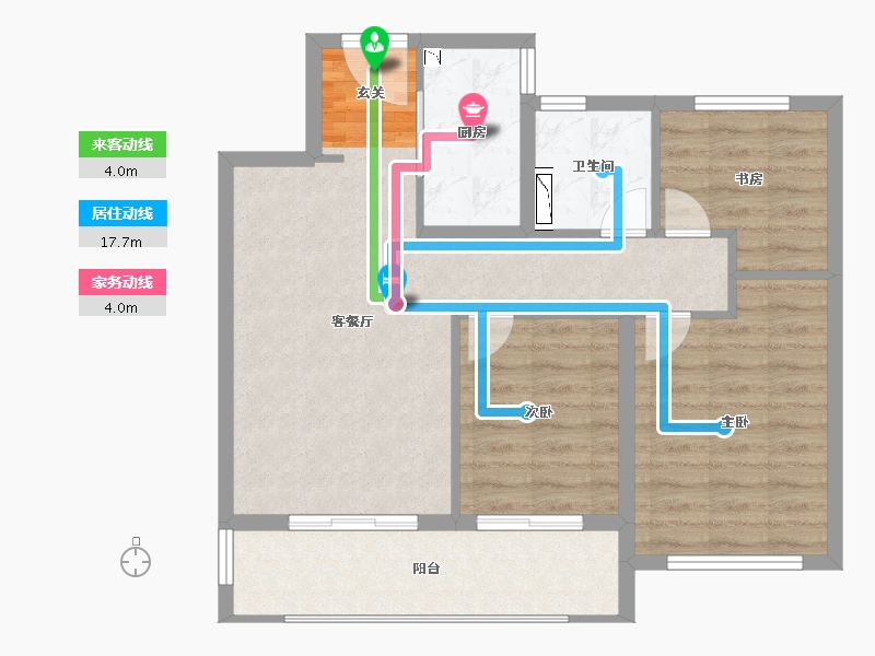 江苏省-徐州市-泽信公馆-76.00-户型库-动静线