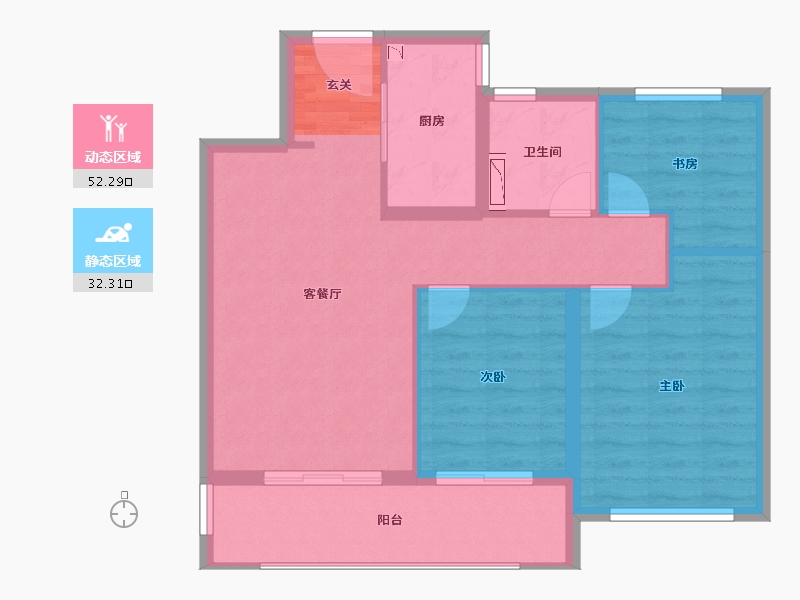 江苏省-徐州市-泽信公馆-76.00-户型库-动静分区