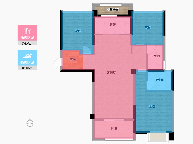 甘肃省-天水市-中梁壹号院-87.45-户型库-动静分区