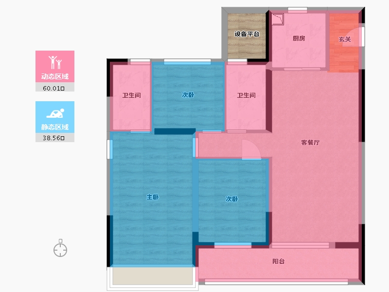 浙江省-杭州市-坤和融创开元望金沙-91.20-户型库-动静分区