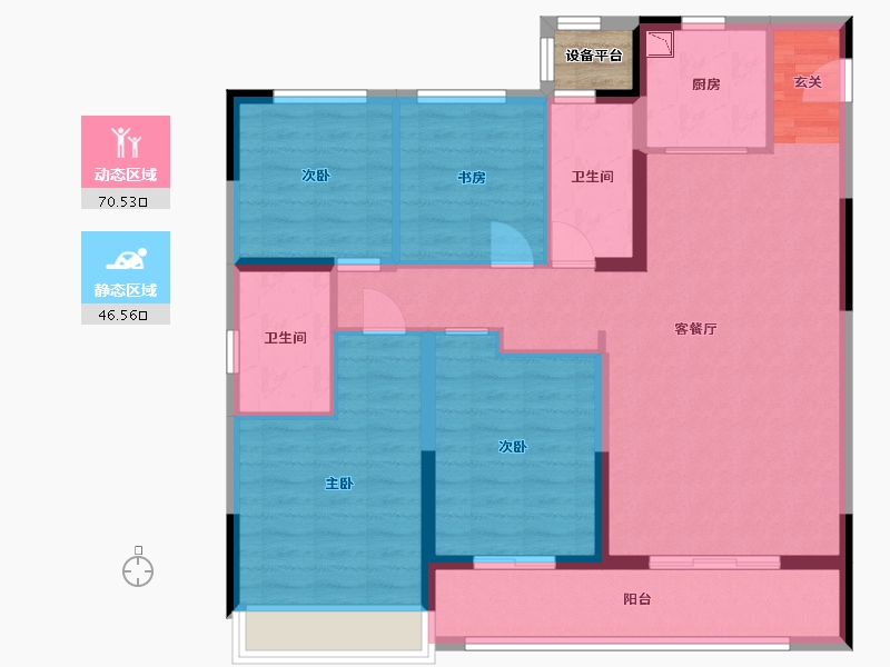 浙江省-杭州市-坤和融创开元望金沙-106.58-户型库-动静分区