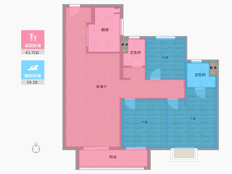 江苏省-镇江市-万科金域蓝湾-91.20-户型库-动静分区