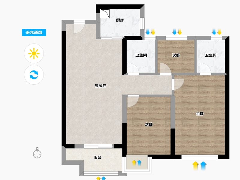 福建省-福州市-融创未来海-68.00-户型库-采光通风