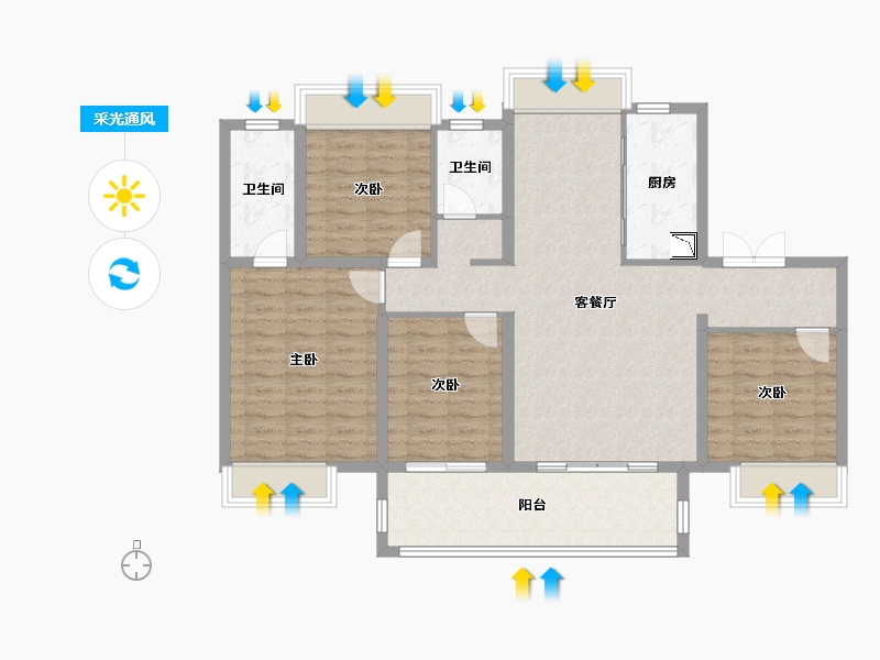 安徽省-阜阳市-保利・颍州堂悦-112.34-户型库-采光通风