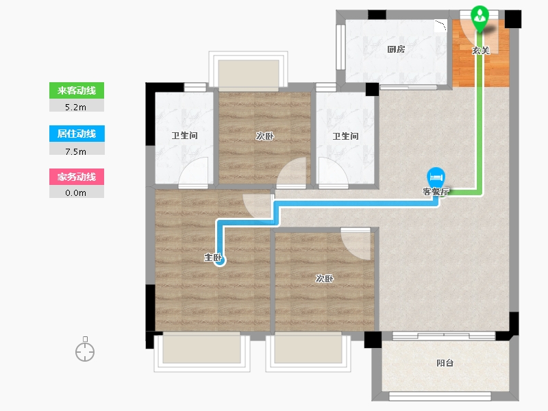 福建省-龙岩市-龙岩碧桂园德兴珑悦台-71.00-户型库-动静线