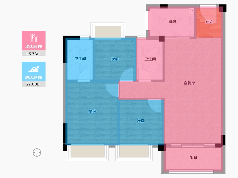 福建省-龙岩市-龙岩碧桂园德兴珑悦台-71.00-户型库-动静分区