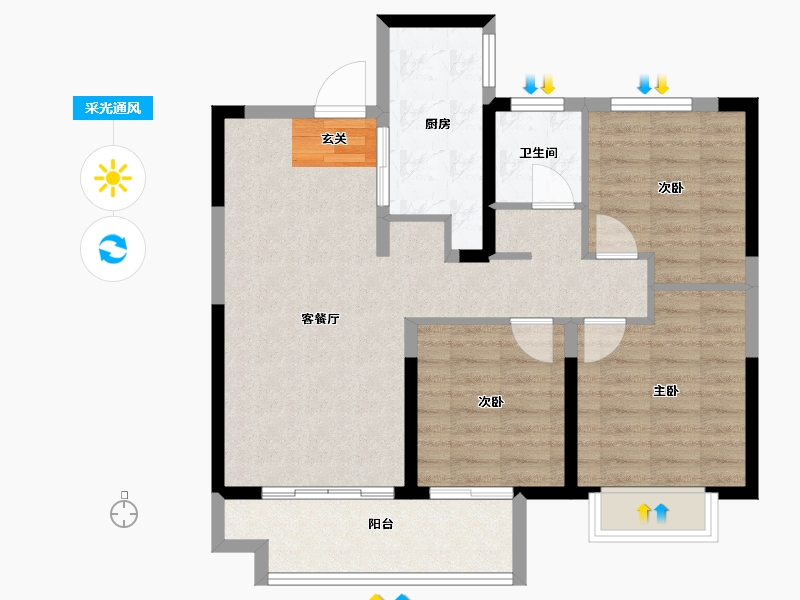 江苏省-徐州市-中南水利中山府-81.60-户型库-采光通风